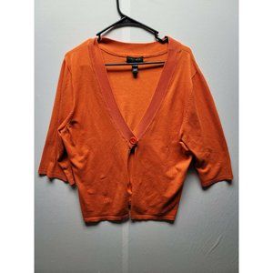 Cable & Gauge Orange Silk Blend 3/4 Sleeve 1 Button Cardigan Size 1X